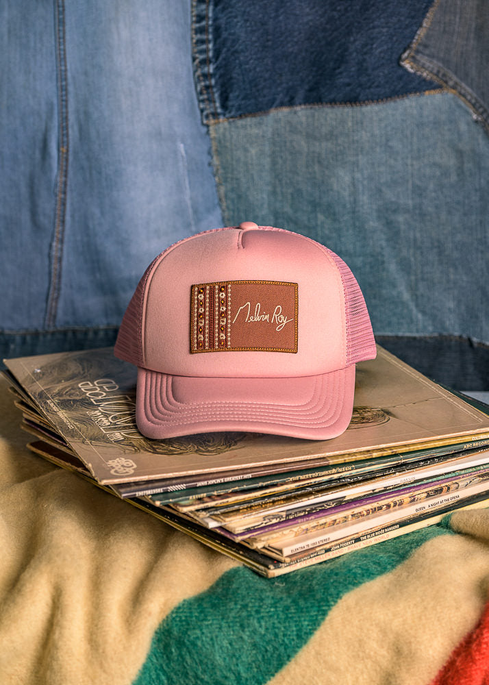 MR SIG Floral Trucker Hat | Dusty Rose Vintage Cap | Melvin Roy